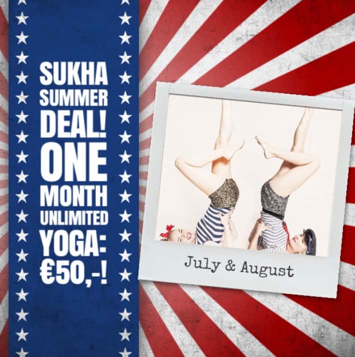 Banner zomer-deal van Sukha Yoga Amsterdam